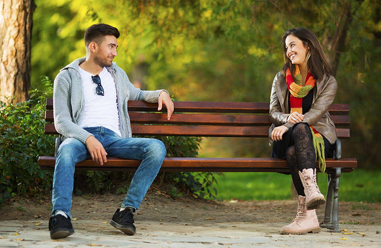 Two people looking at each other